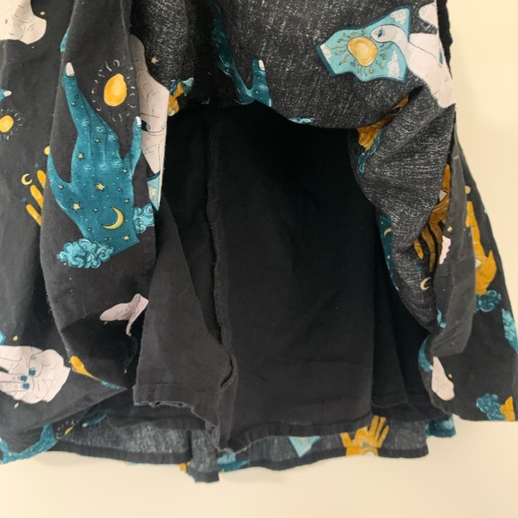 Dangerfield black gold + teal cotton tarot design flared mini skirt - Picture 8 of 8